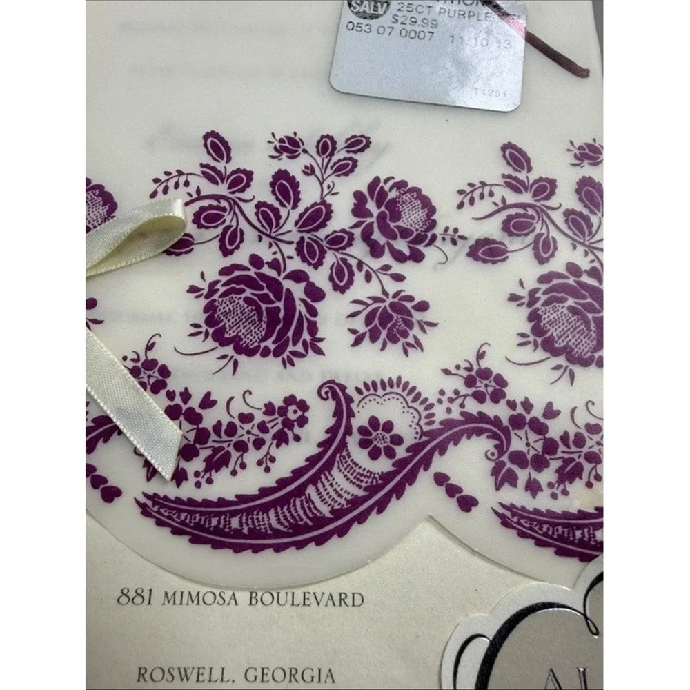 Always Anna by Anna Griffin Wedding Invitation Kit Purple Floral Vellum 25ct New